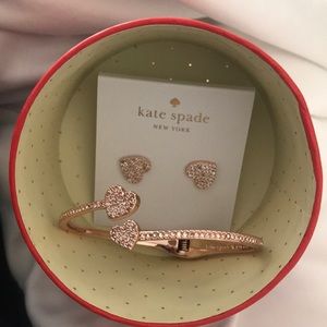 Yours Truly Pave Heart Studs & Open Hinge Cuff